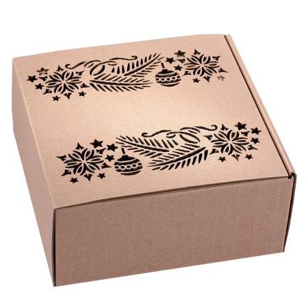 Pudełko prezentowe EKO Kraft 3 22x22x10 cm - GAŁĄZKI